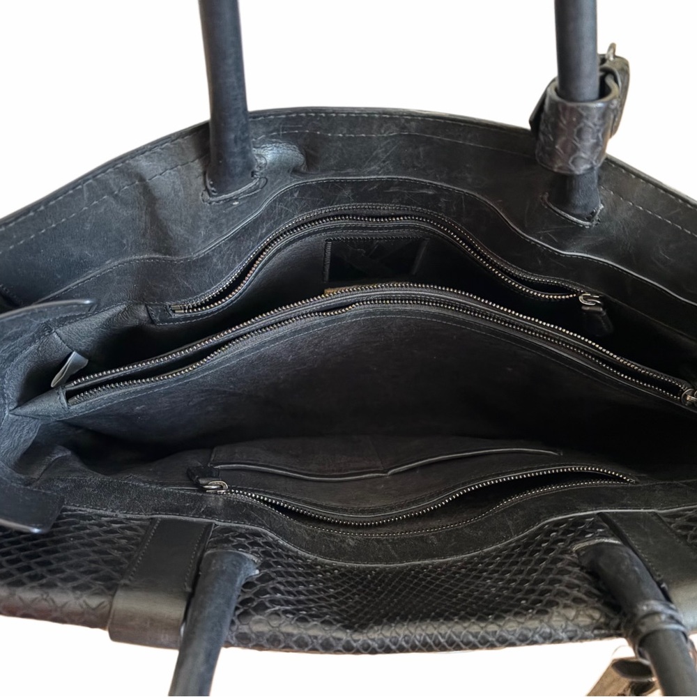 Reed Krakoff Black Leather / Python Boxer Tote - image 6